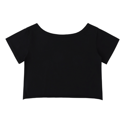 May Every Evil Eye Go Blind – Black Off-Shoulder Cotton Tee
