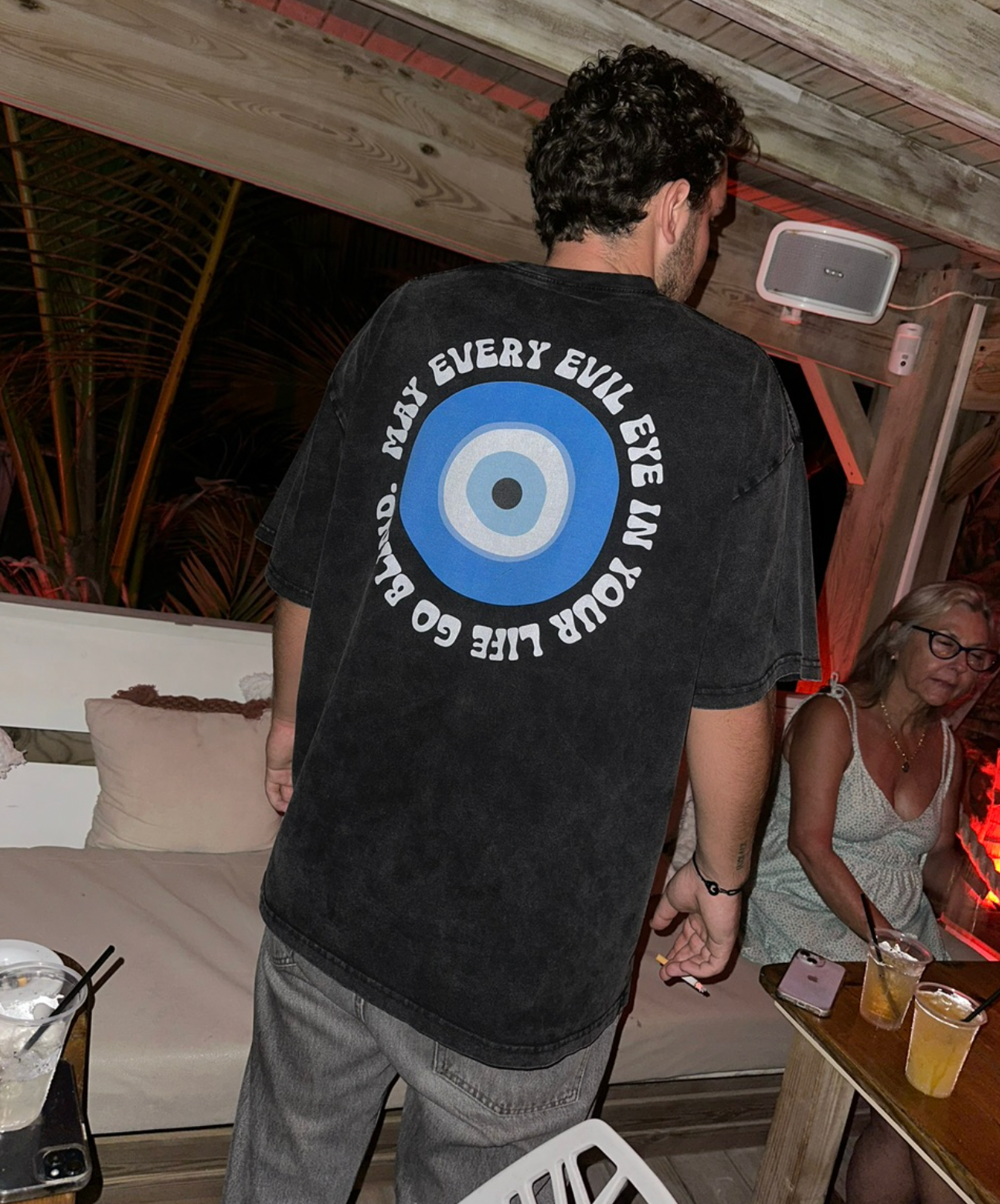 May Every Evil Eye Go Blind - Washed Black Unisex Oversized Cotton Tee