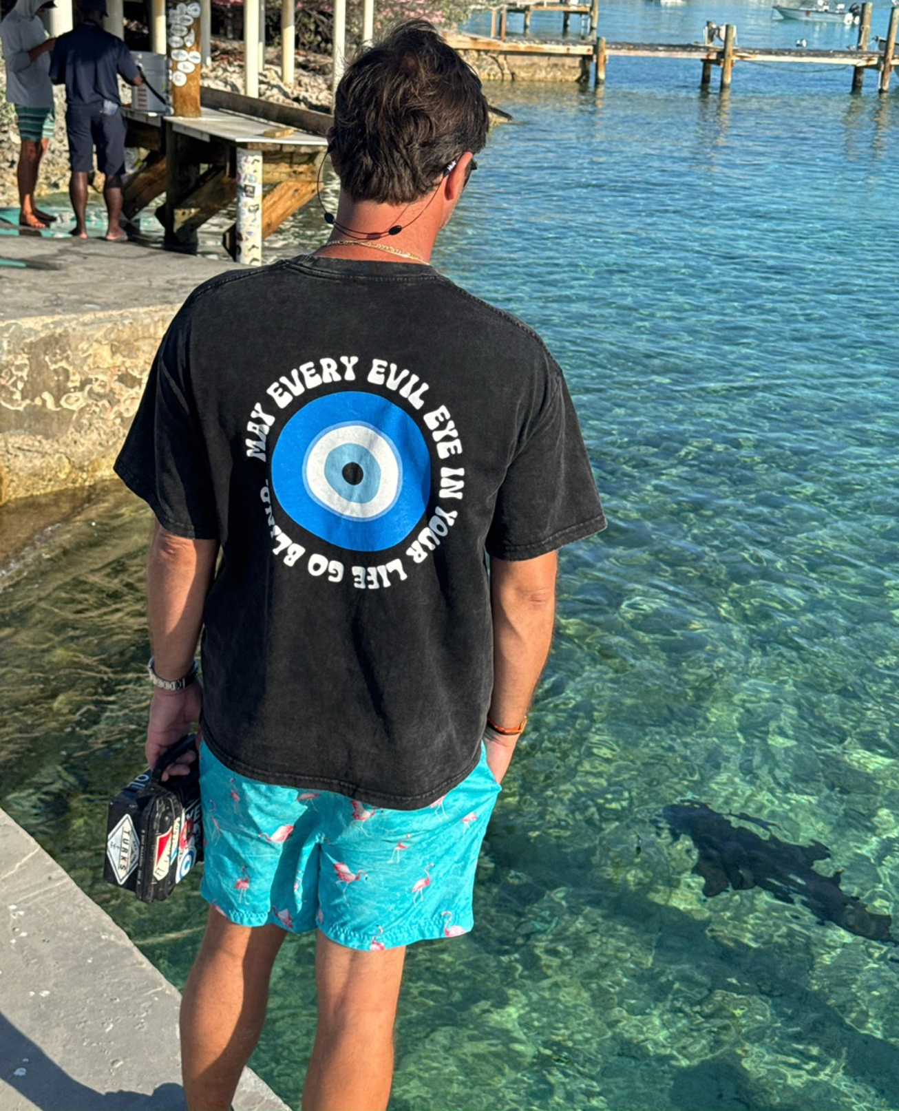 May Every Evil Eye Go Blind - Washed Black Unisex Oversized Cotton Tee