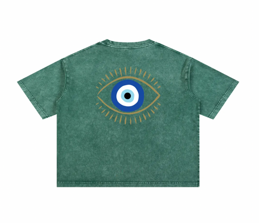 Protect Your Energy – Washed Green Unisex Oversized Cotton Tee