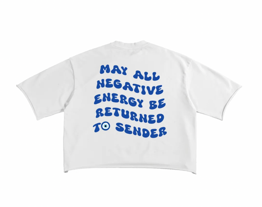 Return to Sender – White French Terry Raw Edge T-Shirt