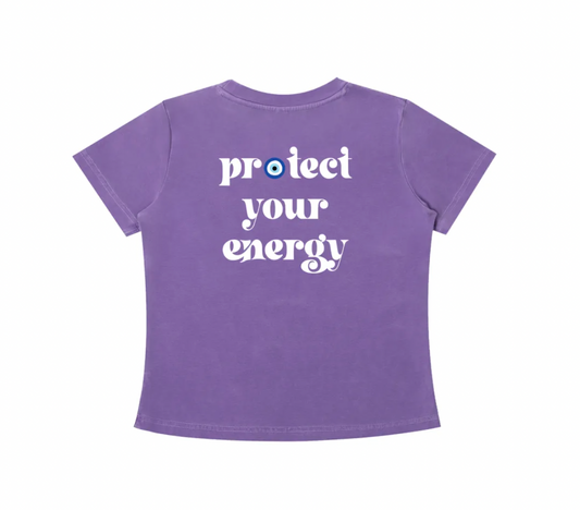 Protect Your Energy – Purple Slim Fit Cotton Tee