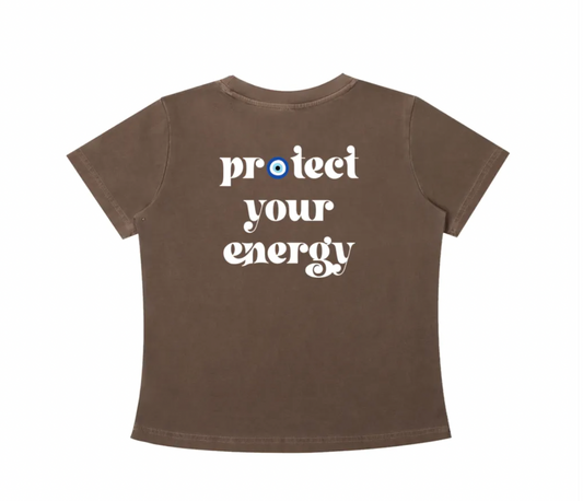 Protect Your Energy – Chocolate Slim Fit Cotton Tee