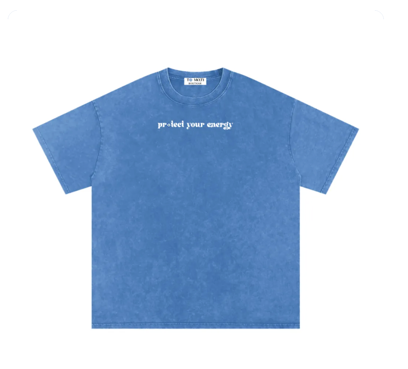 Protect Your Energy – Washed Blue Unisex Oversized Cotton Tee